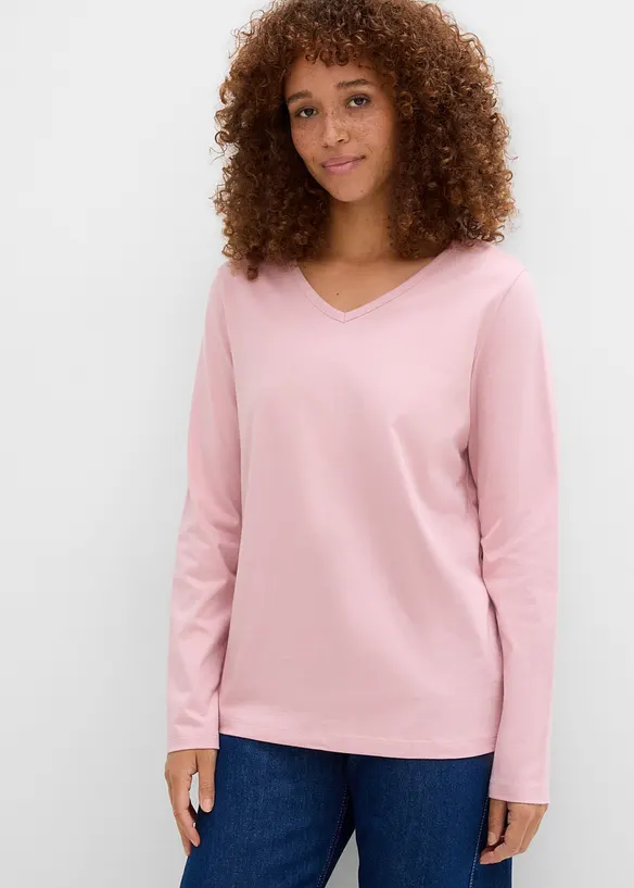 Langarmshirt (5er Pack) in blau von vorne (im Anschnitt) - bonprix