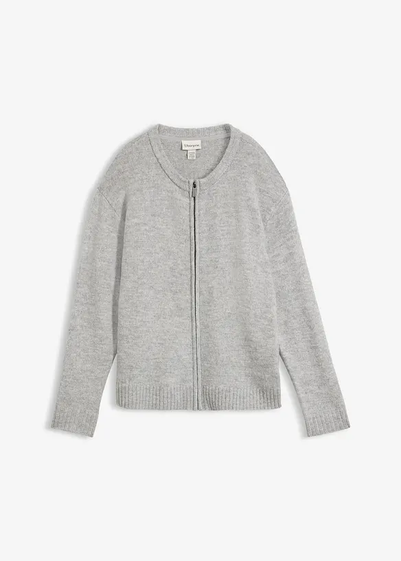 Strickjacke in grau von vorne - bonprix