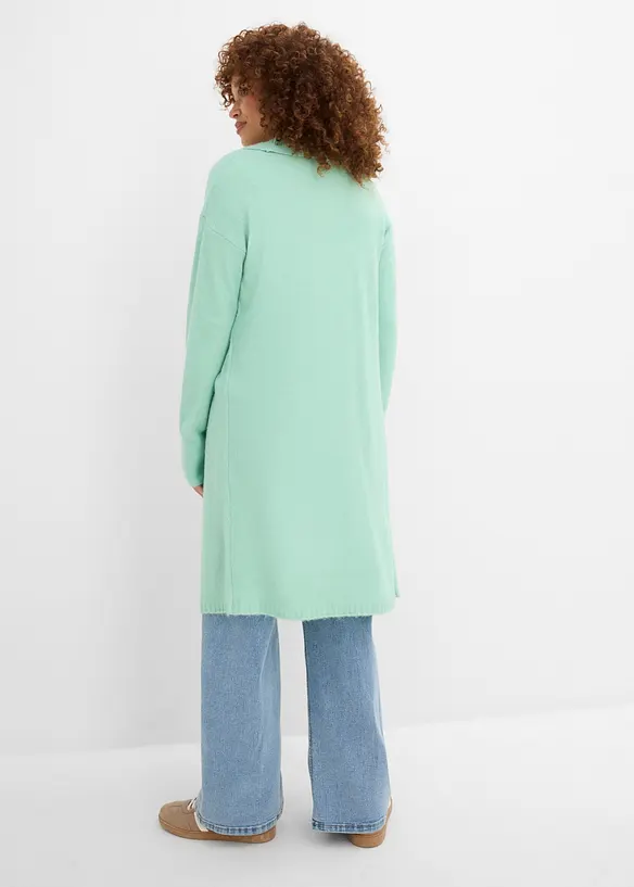 Longstrickjacke in grün von hinten (im Anschnitt) - bonprix