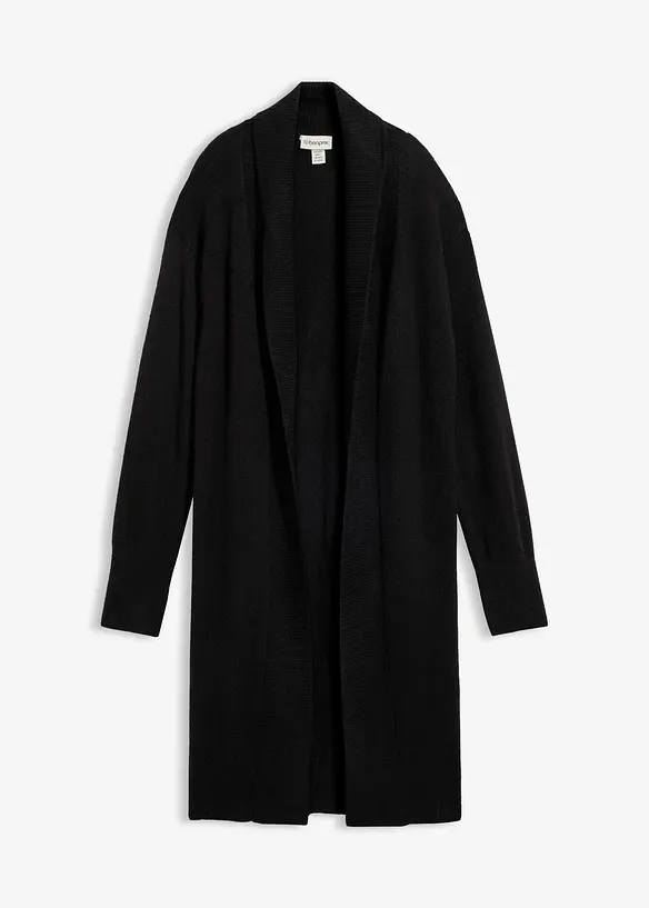 Longstrickjacke in schwarz von vorne - bonprix