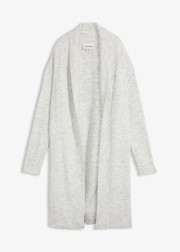 Longstrickjacke in grau von vorne - bonprix