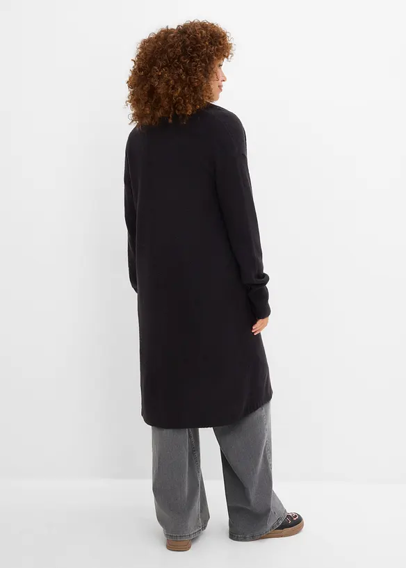Longstrickjacke in schwarz von hinten (im Anschnitt) - bonprix
