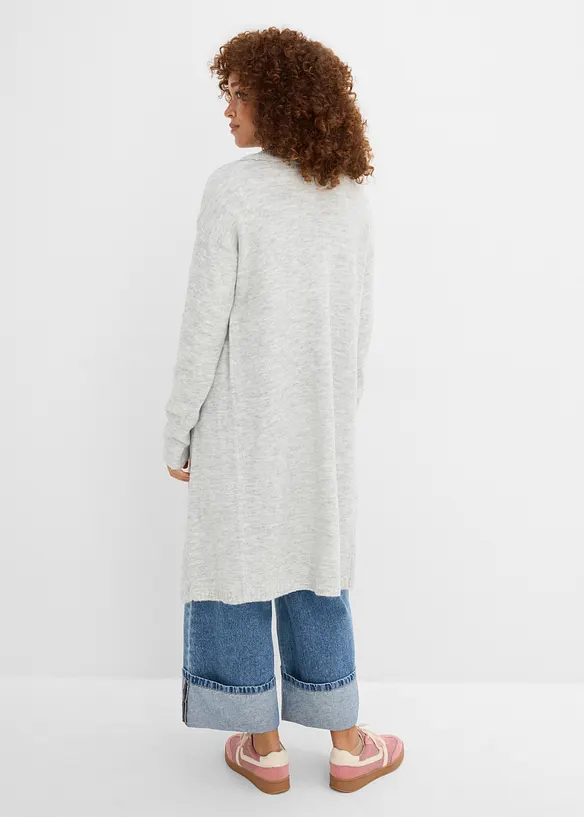 Longstrickjacke in grau von hinten (im Anschnitt) - bonprix
