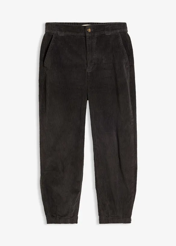 Cordhose in Barellform in grau von vorne - bonprix