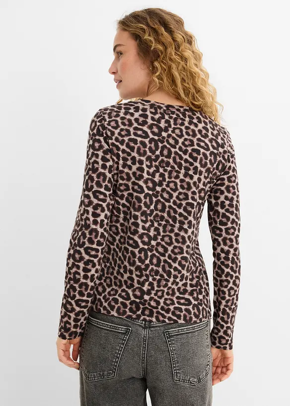Langarmshirt (3er Pack) aus Baumwoll-Elasthan-Mix in schwarz von hinten (im Anschnitt) - bonprix
