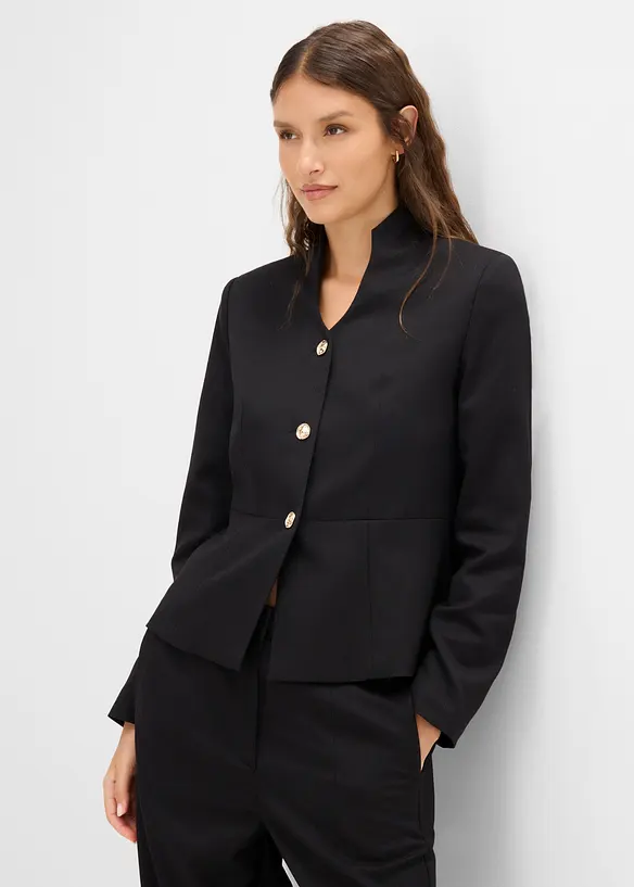 Blazer mit Kelchkragen in schwarz von vorne (im Anschnitt) - bonprix