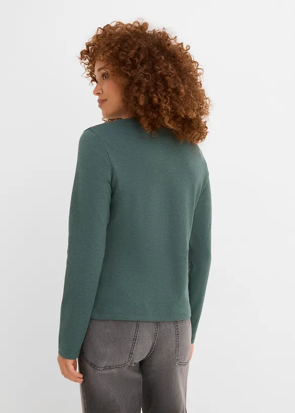 Langarmshirt aus purer Baumwolle in grün von hinten (im Anschnitt) - bonprix