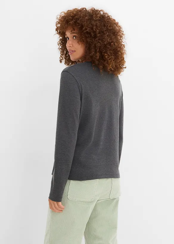 Langarmshirt aus purer Baumwolle in grau von hinten (im Anschnitt) - bonprix