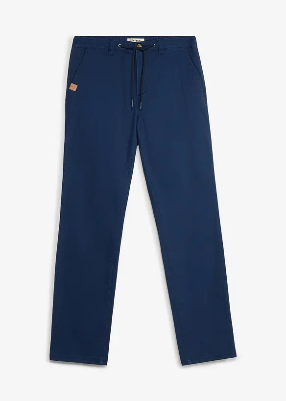 Classic Fit Stretch-Chinohose mit weitem Bein, Straight in blau von vorne - bonprix