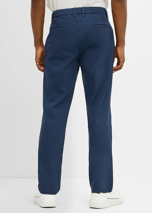Classic Fit Stretch-Chinohose mit weitem Bein, Straight in blau von hinten - bonprix