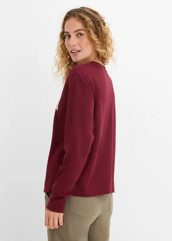 Langarmshirt aus purer Baumwolle in rot von hinten (im Anschnitt) - bonprix