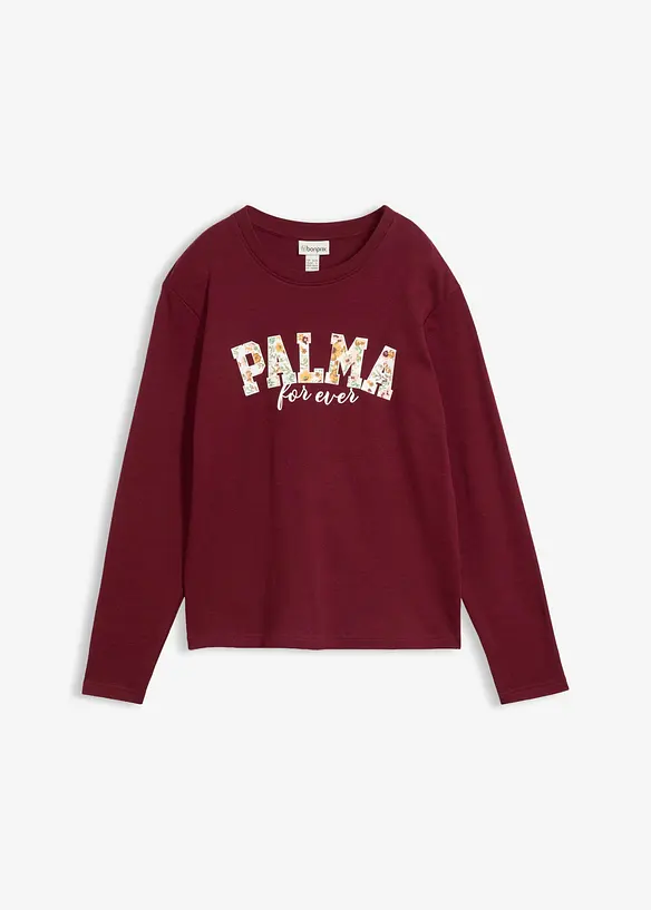 Langarmshirt aus purer Baumwolle in rot von vorne - bonprix