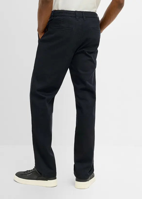 Classic Fit Stretch-Chinohose mit weitem Bein, Straight in schwarz von hinten - bonprix