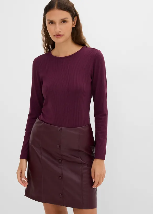 Langarmshirt aus softem Viskose-Mix in rot von vorne (im Anschnitt) - bonprix