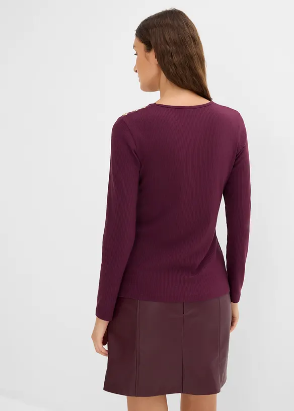 Langarmshirt aus softem Viskose-Mix in rot von hinten (im Anschnitt) - bonprix