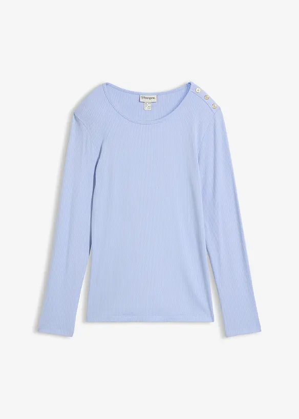 Langarmshirt aus softem Viskose-Mix in blau von vorne - bonprix