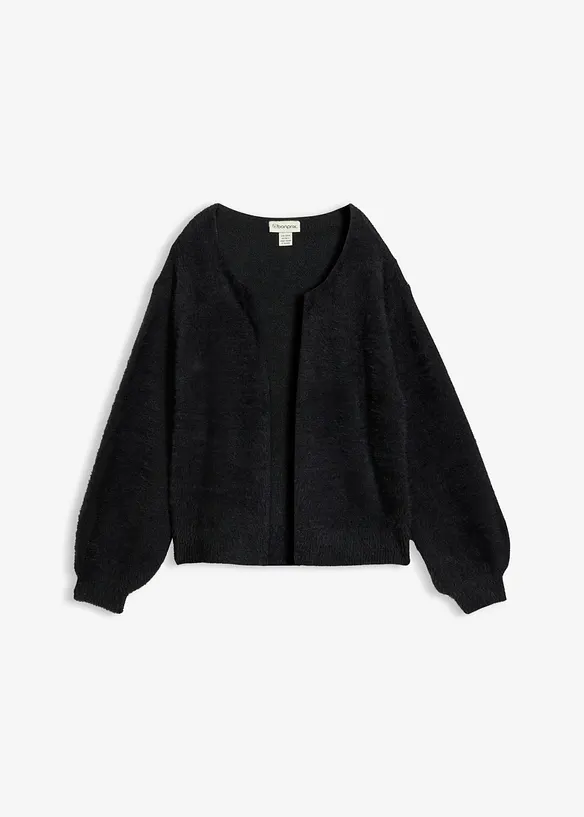 Grobstrickjacke in schwarz von vorne - bonprix