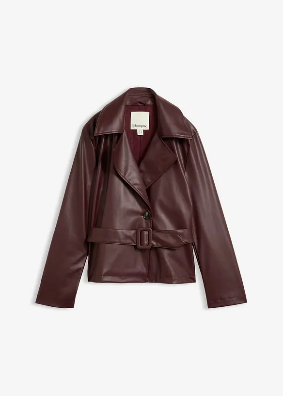 Trenchjacke aus Lederimitat in rot von vorne - bonprix Trenchjacke aus Lederimitat in rot von vorne - bonprix