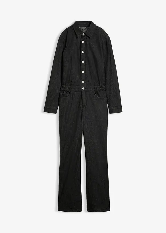 Jeans-Overall in schwarz von vorne - bonprix