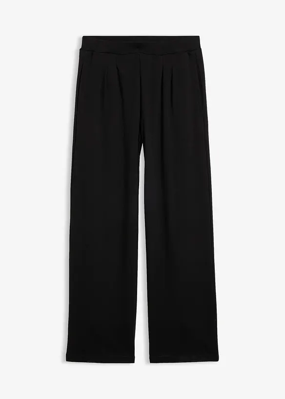 Jersey-Hose mit Bundfalten in schwarz von vorne - bonprix