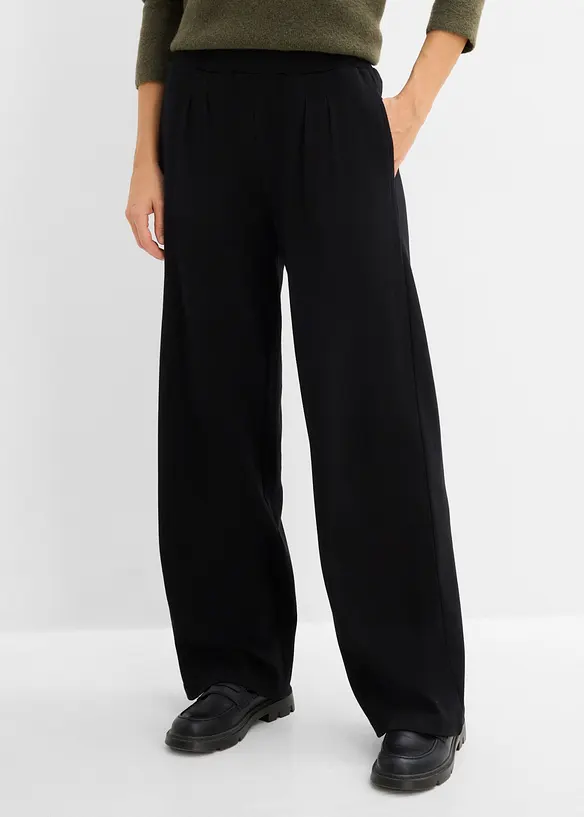 Jersey-Hose mit Bundfalten in schwarz von vorne - bonprix