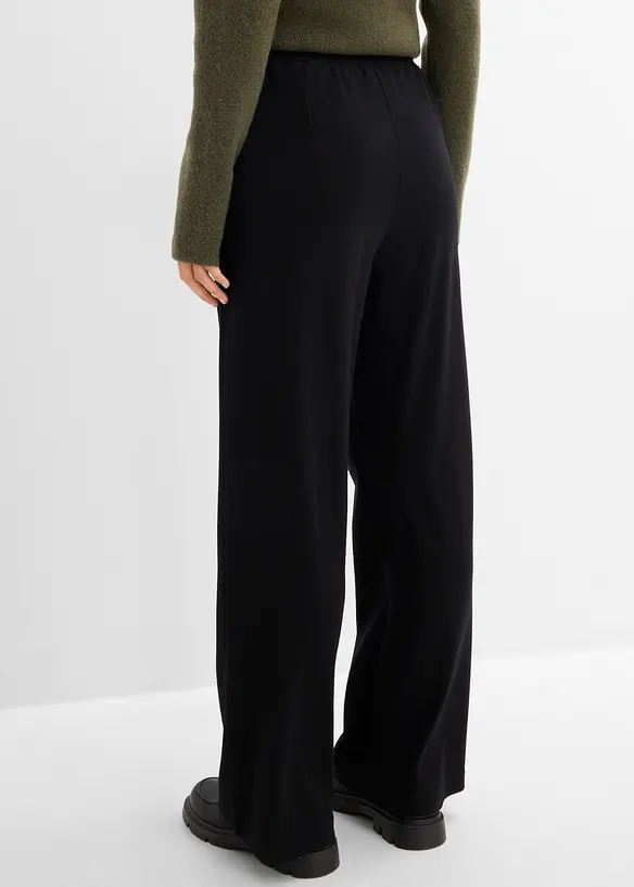 Jersey-Hose mit Bundfalten in schwarz von hinten - bonprix