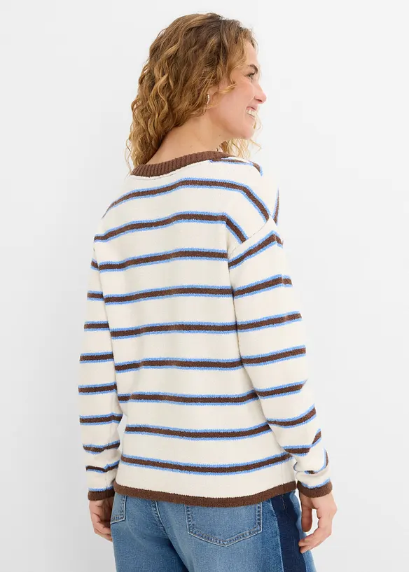 Pullover aus Baumwoll-Mix mit Bindelösung in weiß von hinten (im Anschnitt) - bonprix