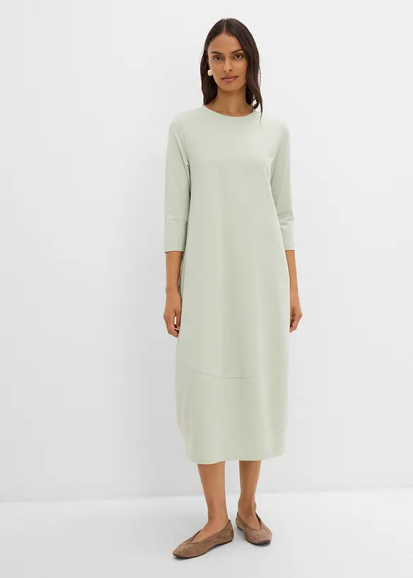 Ballonförmiges Shirtkleid in grün von vorne (Totalaufnahme) - bonprix