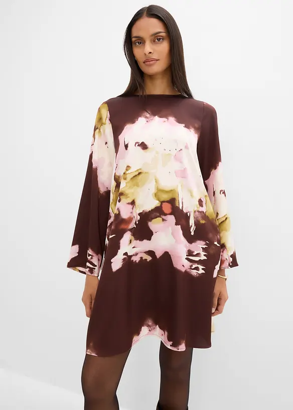 Satin-Kleid in rot von vorne (Totalaufnahme) - bonprix
