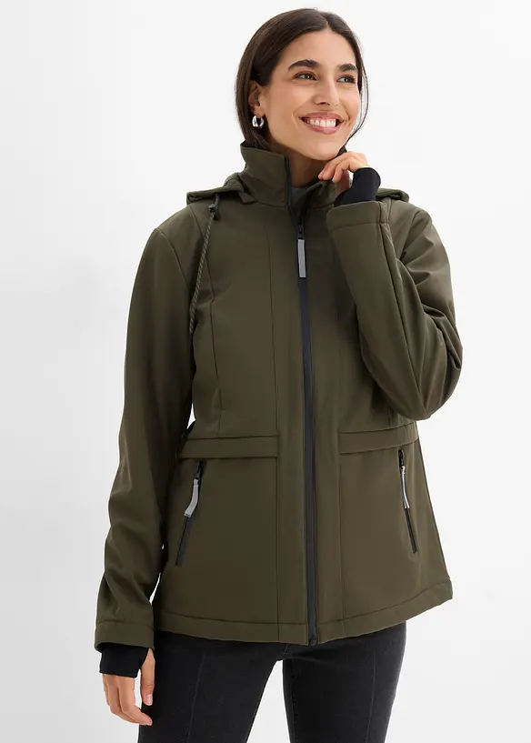 Softshelljacke in grün von vorne (im Anschnitt) - bonprix