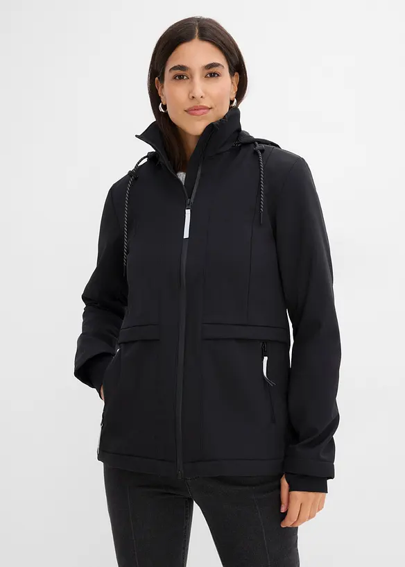 Softshelljacke in schwarz von vorne (im Anschnitt) - bonprix