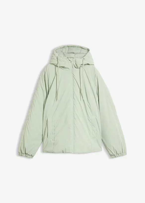 Gummierte, winddichte Outdoorjacke in grün von vorne - bonprix