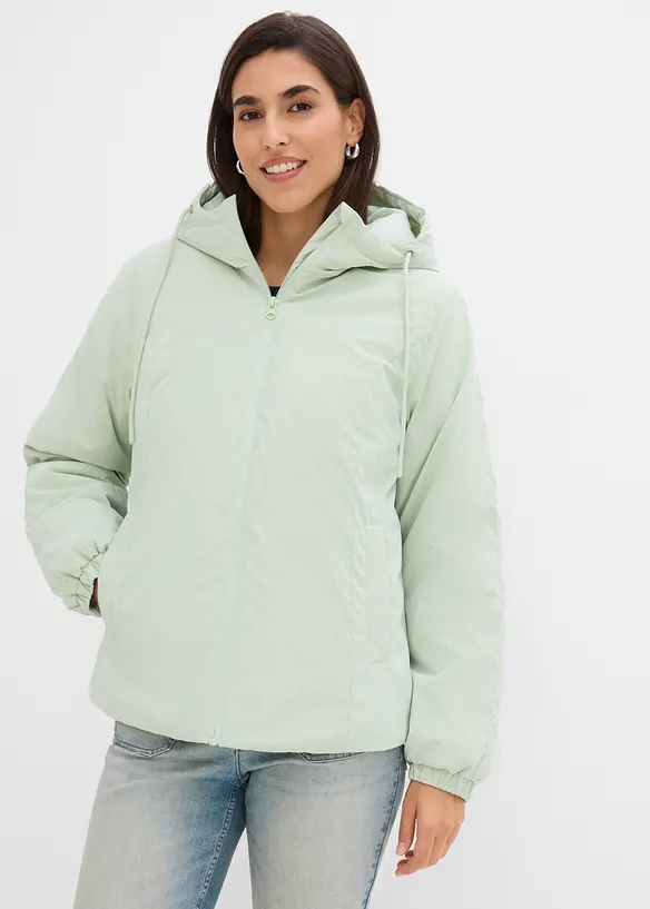 Gummierte, winddichte Outdoorjacke in grün von vorne (im Anschnitt) - bonprix