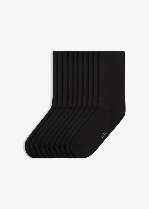 Socken mit druckfreiem Bund (10er Pack) in schwarz von vorne - bonprix