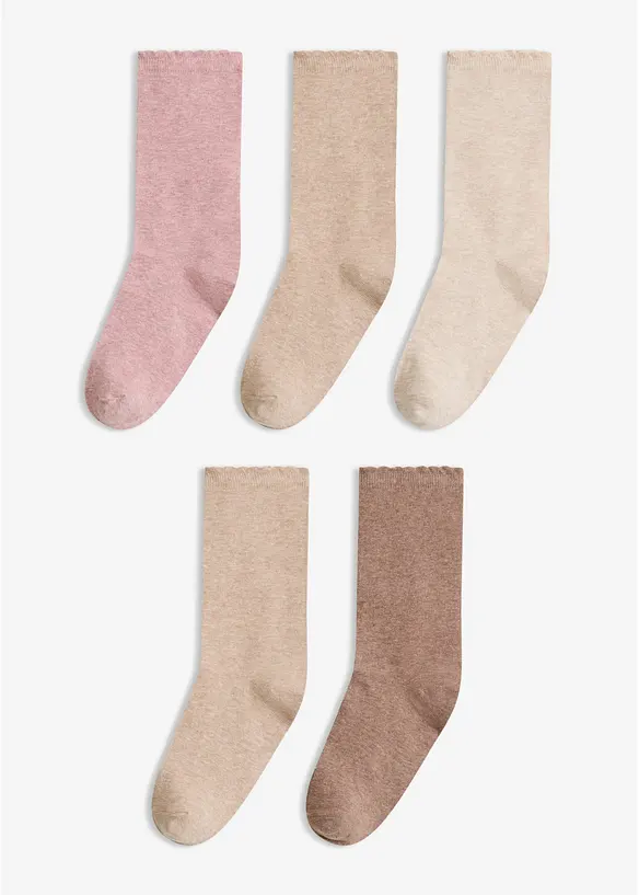 Socken mit Bio-Baumwolle (5er Pack) in beige von vorne - bonprix