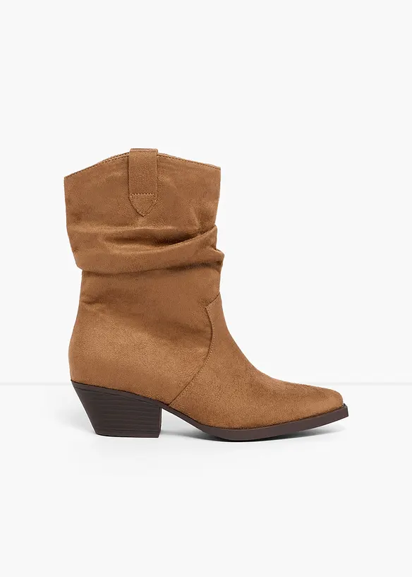 Cowboy-Boots mit Raffung in braun - bonprix