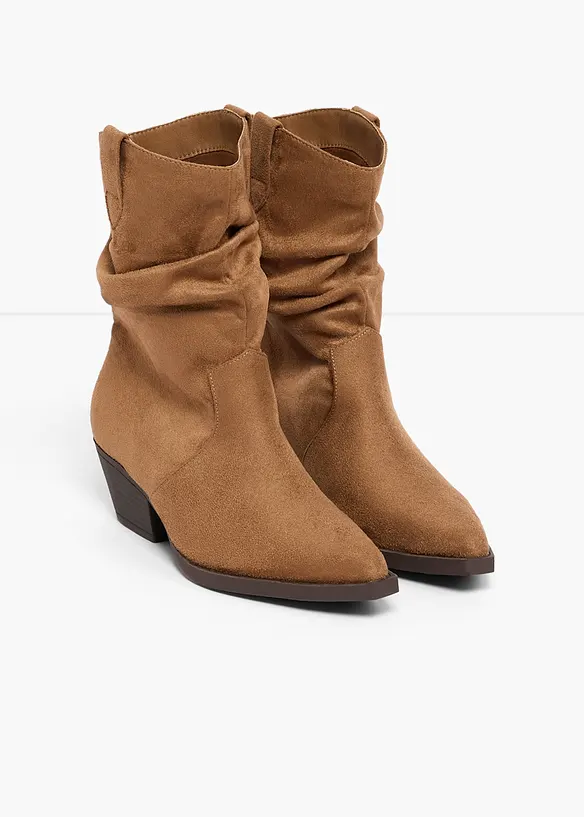 Cowboy-Boots mit Raffung in braun - bonprix