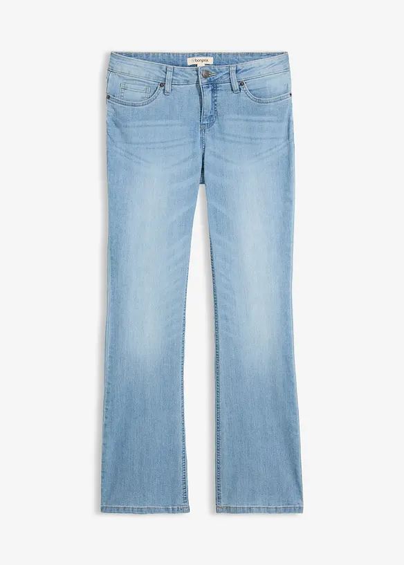 Bootcut-Jeans Mid Waist, Komfort-Stretch in blau von vorne - bonprix