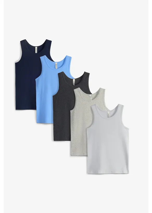 Unterhemd mit Bio-Baumwolle (5er Pack) in blau von vorne - bonprix