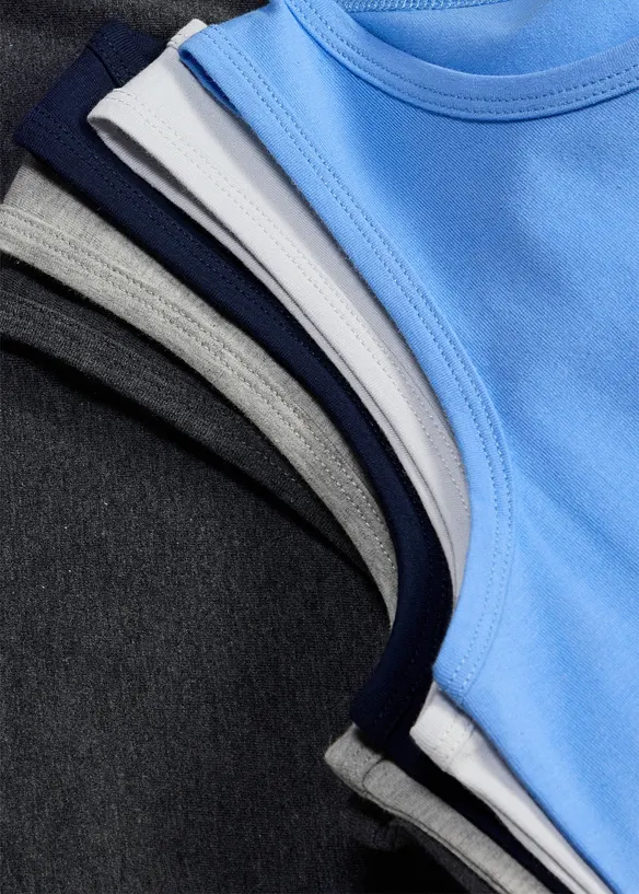Unterhemd mit Bio-Baumwolle (5er Pack) in blau - bonprix