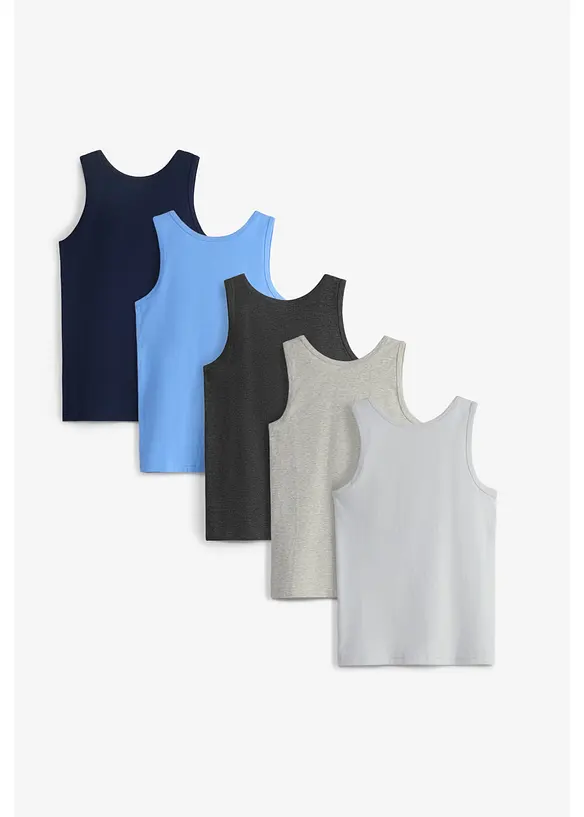 Unterhemd mit Bio-Baumwolle (5er Pack) in blau von hinten - bonprix