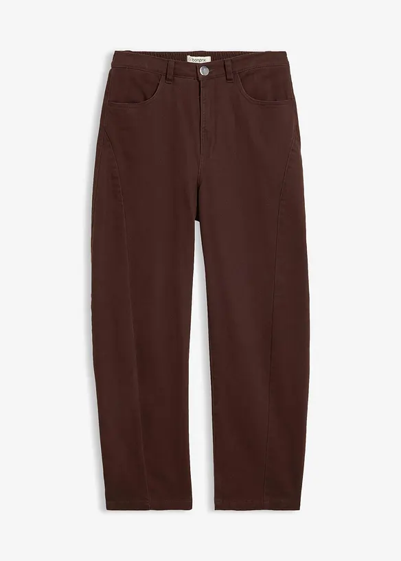 Barrel-Twillhose aus Baumwoll-Mix in braun von vorne - bonprix Barrel-Twillhose aus Baumwoll-Mix in braun von vorne - bonprix