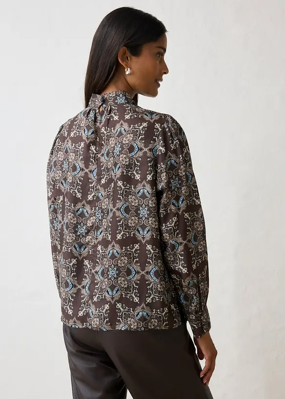 Tunikabluse mit Seidenanteil in braun von hinten (im Anschnitt) - bonprix Tunikabluse mit Seidenanteil in braun von hinten (im Anschnitt) - bonprix