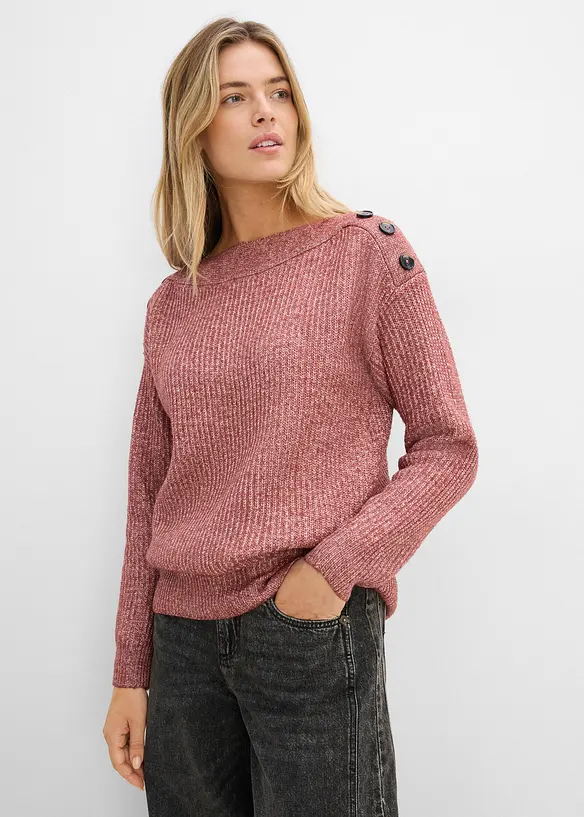 Pullover mit Knöpfen in rosa von vorne (im Anschnitt) - bonprix