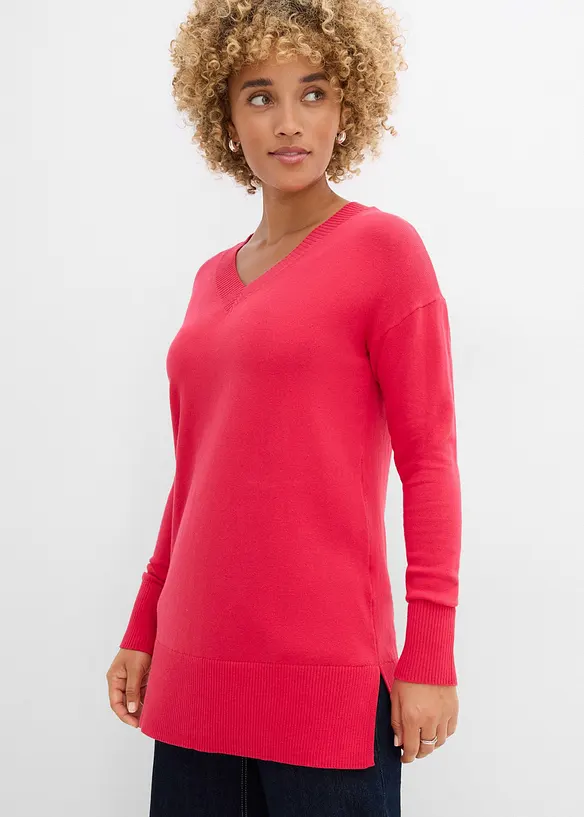 Long-Pullover in rot von vorne (im Anschnitt) - bonprix