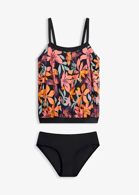 Oversize-Tankini mit verstellbaren Trägern (2-tlg.Set) in schwarz von vorne - bonprix