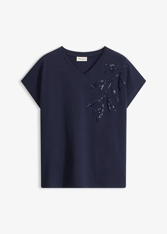 Shirt aus Bio-Baumwolle in blau von vorne - bonprix