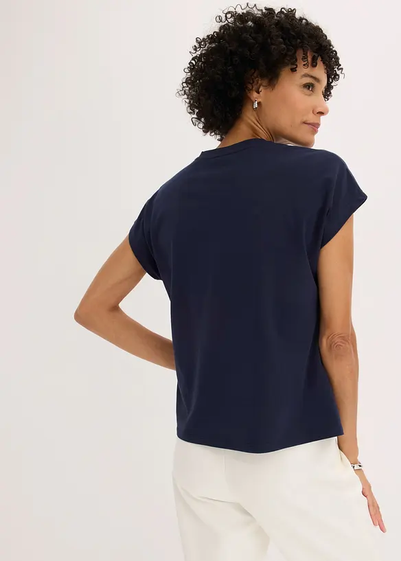 Shirt aus Bio-Baumwolle in blau von hinten (im Anschnitt) - bonprix