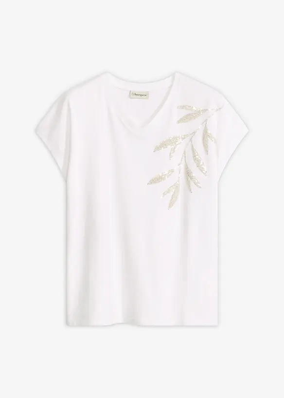Shirt aus Bio-Baumwolle in weiß von vorne - bonprix