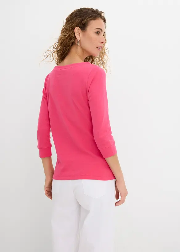 Langarmshirt aus reiner Bio-Baumwolle in pink von hinten (im Anschnitt) - bonprix